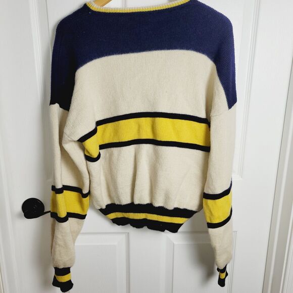 Savile Row Sweater Large Wool Colorblock Bishop Varsity Jumper Preppy Vintage - Picture 5 of 10